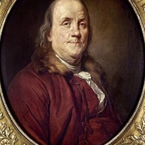 BENJAMIN FRANKLIN (1706-1790). American printer, publisher, scientist, inventor, statesman and diplomat. Oil on canvas, c1785, after Joseph Siffred Duplessis, first owned by Thomas Jefferson