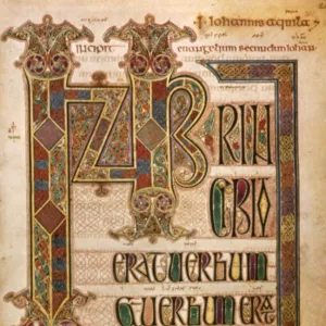 BOOK OF LINDISFARNE. The beginning of the Gospel of St. John, before 698 AD?