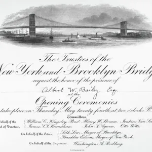 Print of the Brooklyn Bridge Opening Invitation Print of the Brooklyn Bridge Opening Invitation
