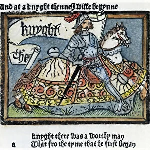 CANTERBURY TALES, c1490. Woodcut of the Knight from the edition of Chaucers Canterbury