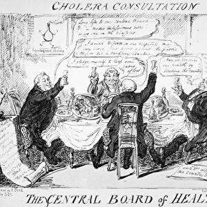The Central Board of Health / Cholera Consultation (While doctors differ and deny, the country bleeds and patients die). Satirical cartoon comment, 1832, by George Cruikshank