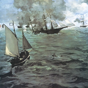 CIVIL WAR: C. S. S. ALABAMA. Sinking of the CSS Alabama by the USS Kearsarge