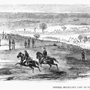 CIVIL WAR: UNION CAMP, 1862. General George McClellans Union Army camp at Cumberland
