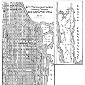 The Commissoners map of the city of New York, 1807. Wood engraving, American, 19th century