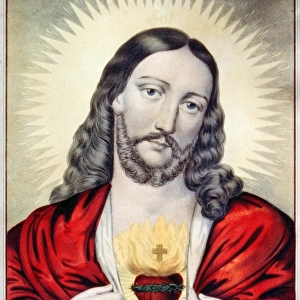 CURRIER: SACRED HEART. Sacred Heart of Jesus. Lithograph by Nathaniel Currier, c1845