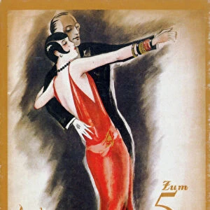 DANCING THE TANGO. Sheet music cover by Willy Herzig for Zum 5 Uhr Tee ( Five o clock Tea ), Vienna, 1926