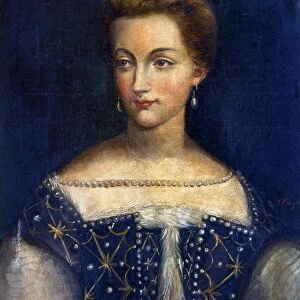 DIANE DE POITIERS (1499-1566). Mistress of Henry II of France. Oil on wood painting