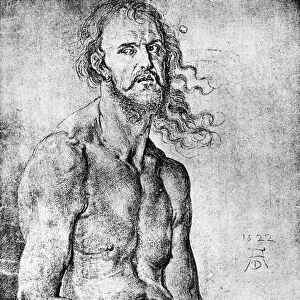 DURER: MAN OF SORROWS, 1522. Self-portrait as the Man of Sorrows, by Albrecht Durer