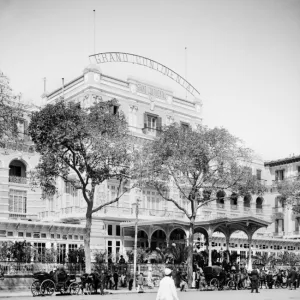 EGYPT: CAIRO. A view of the exterior of the Grand Continental Hotel, Cairo. Stereograph