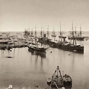 EGYPT: PORT SAID, 1882. Anglo-French fleet at Port Said, Egypt. Photographed 1882