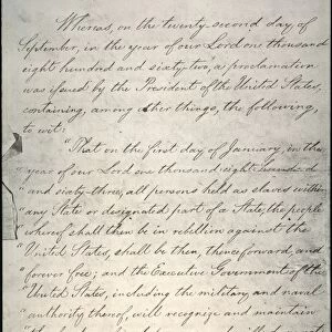 EMANCIPATION PROCLAMATION. Page one of Abraham Lincolns Emancipation Proclamation, 1863
