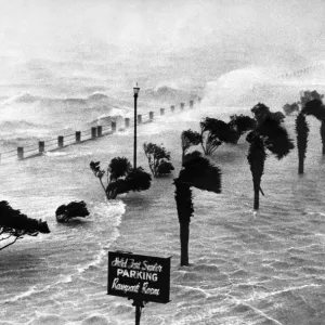 Mid 20th century print of a hurricane near Hotel Fort Sumter Mid 20th century print of a hurricane near Hotel Fort Sumter