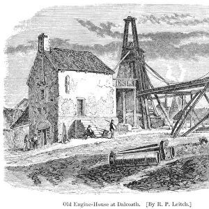 ENGLAND: COAL MINING. The old engine house at Dalcouth, site of one of James Watt and Matthew Boultons steam engines. Wood engraving, English, 19th century