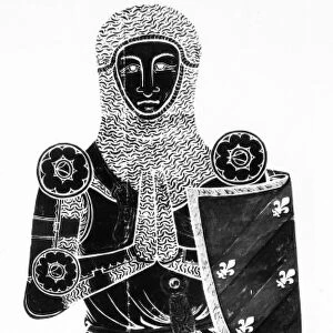 English knight. Brass rubbing, c1323, from Pebmarsh Church, Essex, England