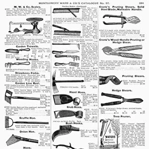 FARMING TOOLS, 1895. Page from a Montgomery Ward Catalogue