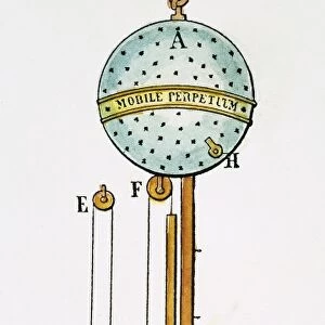 GEURICKE: THERMOMETER. Thermometer invented by Otto von Guericke, c1660, consisting of a copper globe and wires with alcohol filling the U-shaped tube. Line engraving, American, c1900