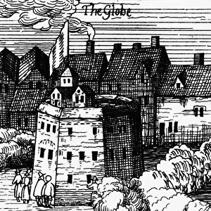 GLOBE THEATRE, 1616. Detail from Nicolas Visschers view of London, England
