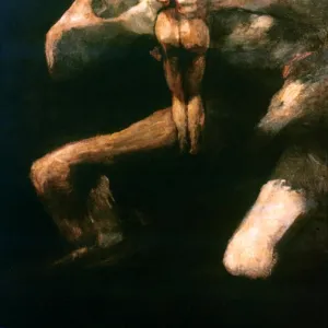 GOYA: SATURN, 1819-23. Saturn Devouring a Son. Oil by Francisco Goy, 1819-23