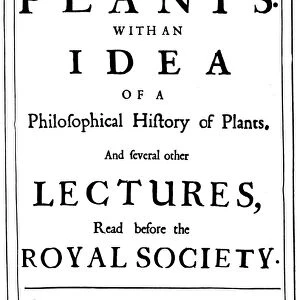 GREW: ANATOMY OF PLANTS. Title-page of the first edition of The Anatomy of Plants (London