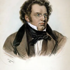 Handcolored lithograph Print of Franz Peter Schubert Handcolored lithograph Print of Franz Peter Schubert