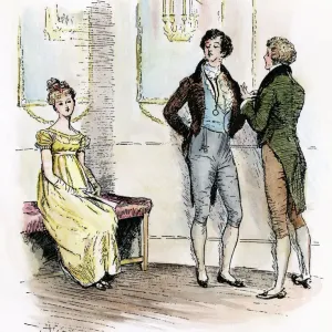 Print of Elizabeth Bennet Overhearing Mr Darcy at the Ball, 1894 Print of Elizabeth Bennet Overhearing Mr Darcy at the Ball, 1894