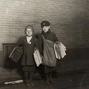 HINE: NEWSBOYS, 1912. 10-year-old Stanley Steiner, boot-black and newsboy with