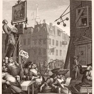 HOGARTH: BEER STREET. Beer Street and Gin Lane. Steel engraving, c1860, after the original by William Hogarth