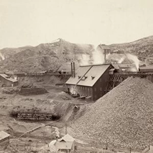 HOMESTAKE GOLD WORKS, 1889. Bird s-eye view of the Homestake gold mine and mill near Lead City