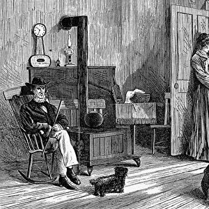 IDA LEWIS (1842-1911). American lighthouse keeper. The interior of Lime Rock Lighthouse showing Ida Lewis and her family at home. Wood engraving, 1869