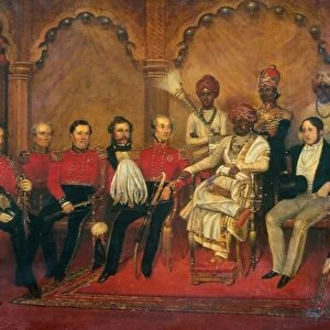 INDIA: DURBAR, 19th CENTURY. European durbar held by an Indian maharaja, probably