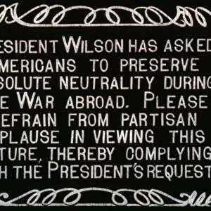 INTERMISSION SLIDE. President Wilson has asked Americans to preserve absolute