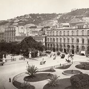ITALY: NAPLES. View of Piazza Vittoria in Naples, Italy. Photograph by Giorgio Sommer