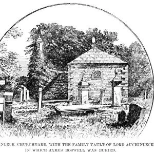 JAMES BOSWELL (1740-1795). Scottish lawyer and writer. Boswells burial place, the family vault of Lord Auchinleck in the Auchinleck churchyard, Ayrshire, Scotland. Line engraving, 19th century
