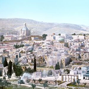 JERUSALEM: TEMPLE MOUNT. The Dome of the Rock and city of Jerusalem, with Mount