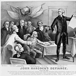 John Hancocks Defiance. Lithograph, 1876, by Currier & Ives