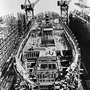 LIBERTY SHIP, 1943. A Liberty Ship under construction at the Bethlehem-Fairfield