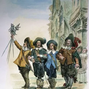 Print of the Musketeers, late 19th century illustration Print of the Musketeers, late 19th century illustration