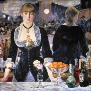 MANET: FOLIES-BERGERES. The Bar at Folies-Bergeres. Oil on canvas by Edouard Manet, 1881-82