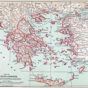 MAP: ANCIENT GREECE. Map of Ancient Greece. Line engraving, late 19th century