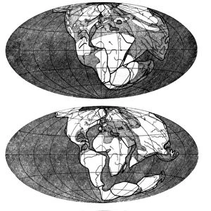 MAP: PANGAEA. Illustration depicting Alfred Wegeners theory of the supercontinent Pangaea