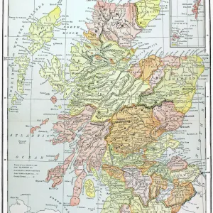 MAP: SCOTLAND. Line engraving, 19th century