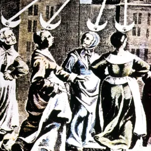 MENTAL ILLNESS. The moon affecting womens minds. Detail of a French engraving, 17th century