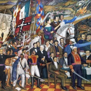 MEXICO: 1810 REVOLUTION. The Cry of Dolores, Miguel Hidalgos call to revolt, 16 September 1810. Detail of the mural by Juan O Gorman, 20th century