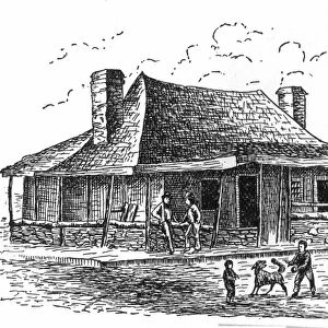 MISSOURI COMPROMISE, 1820. The home of Missouris first governor, Alexander McNair, at the time of the Missouri Compromise in 1820. Wood engraving, 19th century