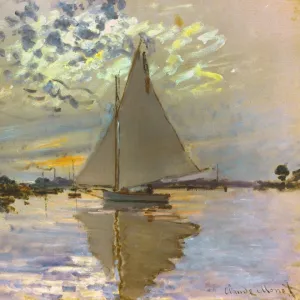 MONET: SAILBOAT at Petit-Gennevilliers. Oil on canvas, 1874