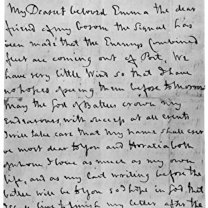 NELSONs LAST LETTER, 1805. Horatio Nelsons last letter, written to Lady Hamilton