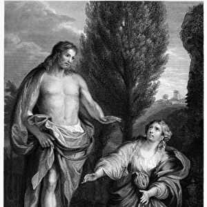 NOLI ME TANGERE. He Sayeth Unto Her, Touch Me Not. Steel engraving after the painting by Raphael