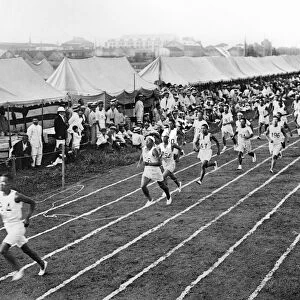 OLYMPIC GAMES, 1912. Track and field trials during the fifth Olympic Games, held in Stockholm, Sweden, in 1912