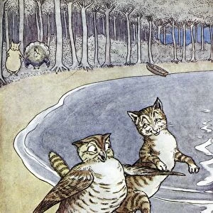 OWL AND THE PUSSYCAT. Illustration by Leslie Brook (1862-1940) for Edward Lears Nonsense Song, Stories, Botany, and Alphabets