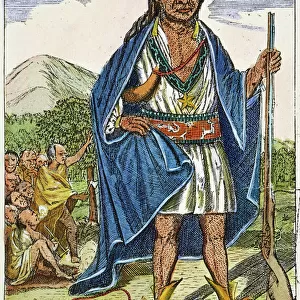 PHILIP METACOMET (d. 1676). Philip (Metacomet), Wampanoag Native American chief. Copper engraving, 1772, by Paul Revere